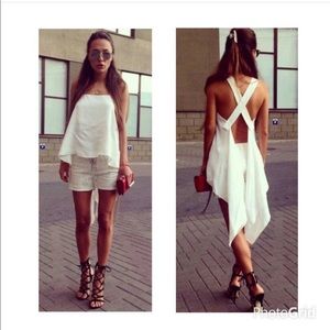 Crossed open back blouse